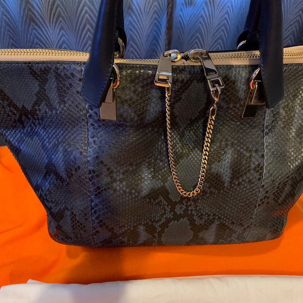 Chloe python & leather tote bag